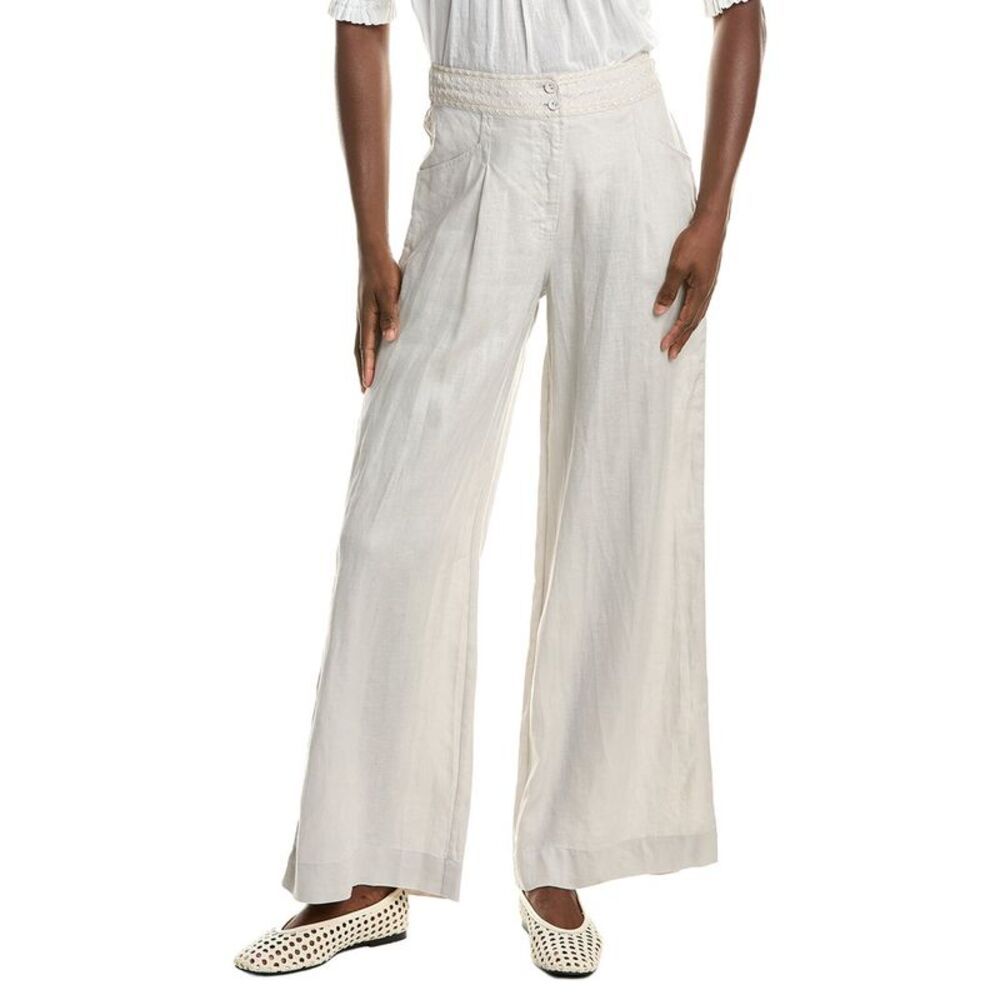 Johnny Was Womens Wide Leg Pleat Pant, Brown